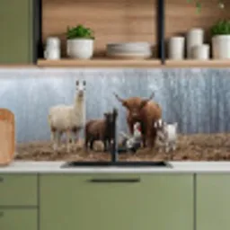 Boerderijdieren - Groep - Mist - Natuur - Rustiek keuken achterwand 2 middel -sfeer3