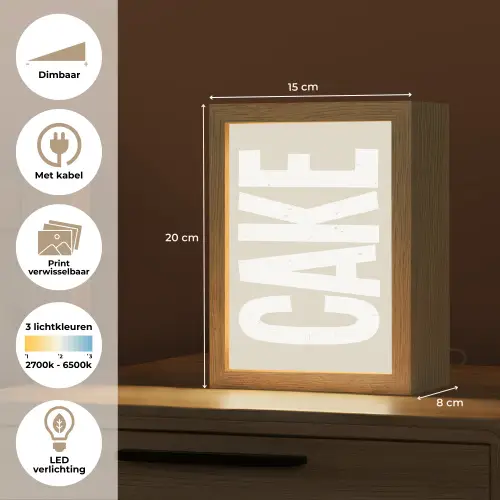 Cake - Woord - Japandi - Wit Light Box met kabel (Wandlamp) klein -USP_websiteoverzichtNL