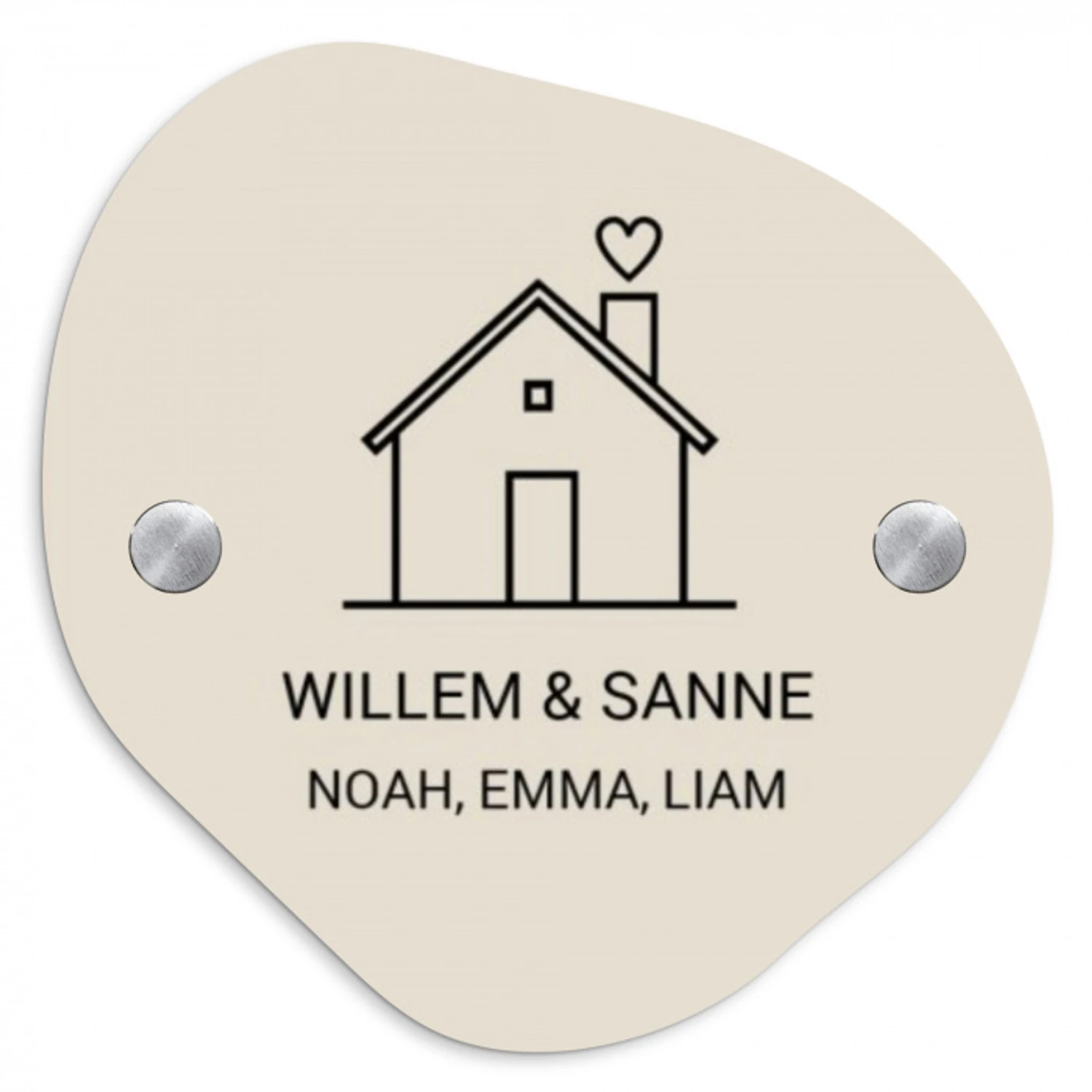 Huis illustratie - Klassiek Naambord Organisch klein -3d