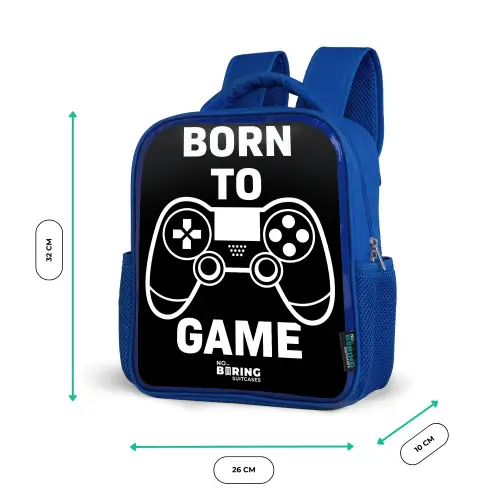 Qoute met controller in zwart wit Kinderrugzak - Blauw middel -productfoto_formaten