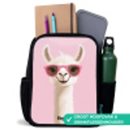 Lama - Wit - Zonnebril - Wimpers Rugzak - Zwart middel -inhoud_NL