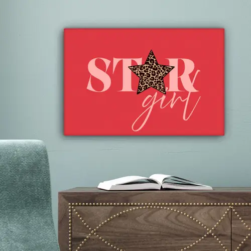 Star girl - Rood - Panter - Ster canvas 2cm klein -sfeer4
