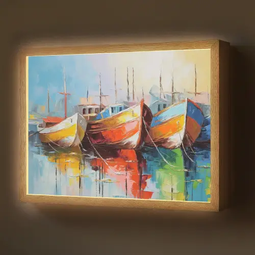 Boten - Kunst - Kleuren - Schilderij Light Box met batterij (Wandlamp) middel -z3d_website