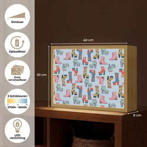 Laarzen - Patroon - Disco Light Box met batterij (Wandlamp) middel 907 -USP_websiteoverzichtNL