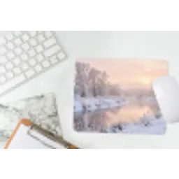 Rivier - Winter - Landschap - Sneeuw - Zonsopgang muismat rubber klein -witbureau