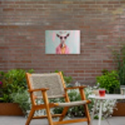 Zonnebril - Roze - Geit - Horen Tuinposter op houten frame 2 cm dik klein -sfeer3