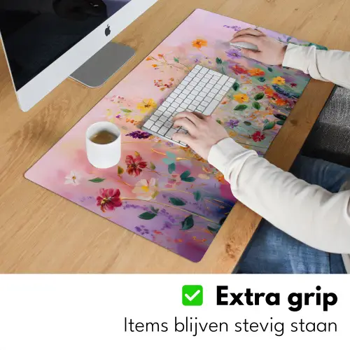 Schilderij - Bloemen - Abstract - Kleurrijk Muismat XXL klein -sfeer3
