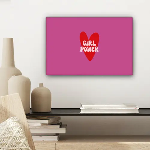Girl power - Hart - Roze - Rood canvas 2cm klein -sfeer6