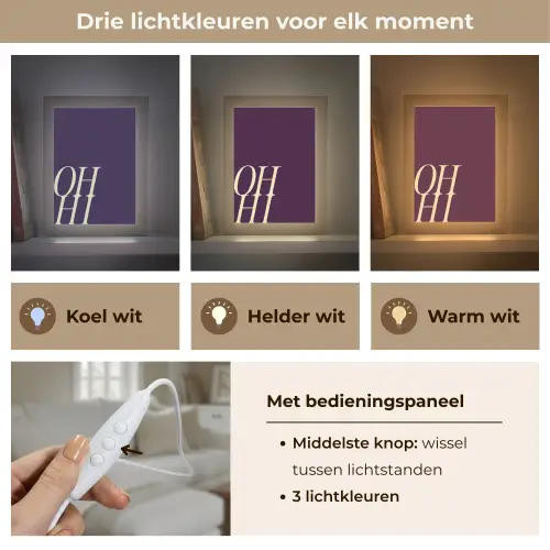 Oh hi - Paars - Cursief Light Box met kabel (Tafellamp) klein -USP_lichtkleurNL