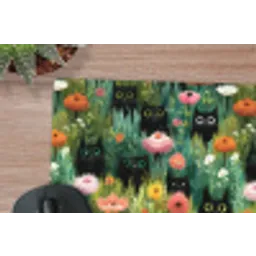 Katten - Bloemen - Kleurrijk muismat rubber klein 262 -closeup