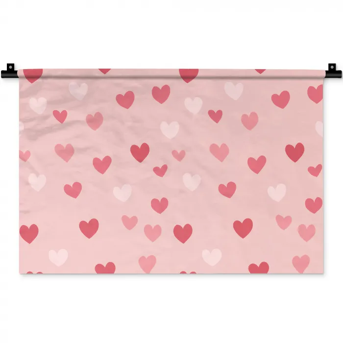 Hartjes - Patroon - Roze - Eenvoudig Wandkleed katoen klein -zz3d