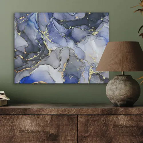 Marmer - Goud - Abstract - Blauw PET vilt klein -sfeer2