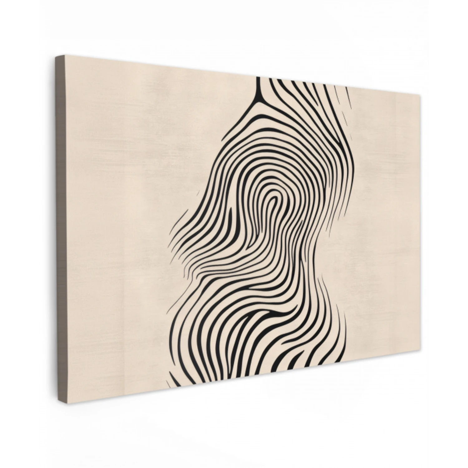 Lijnen - Abstract - Golvend - Zwart Tuinposter op houten frame 2 cm dik klein -3d