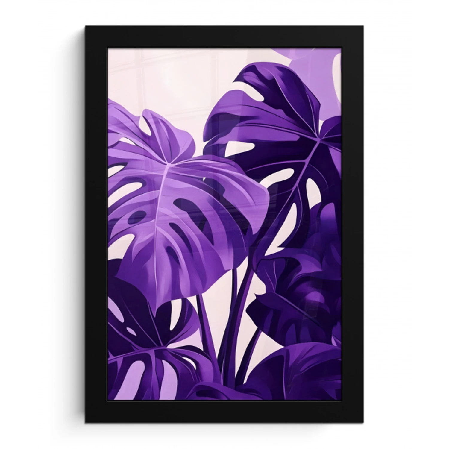 Bladeren - Paars - Tropisch - Abstract fotolijst zwart zonder passe partout klein -3d