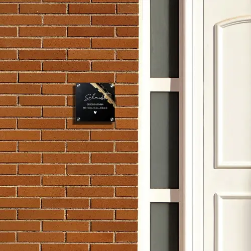 Gouden hoek - Sierlijk Naambord Vierkant klein -sfeer3-XS