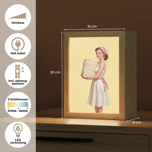 Handdoeken - Vrouw - Jurk - Roze Light Box met kabel (Tafellamp) klein -USP_NL