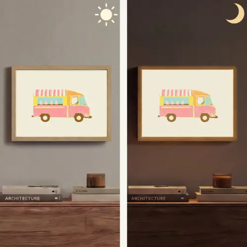 Ijskar - Retro - Softijsjes - Roze Light Box met batterij (Wandlamp) middel -sfeer3