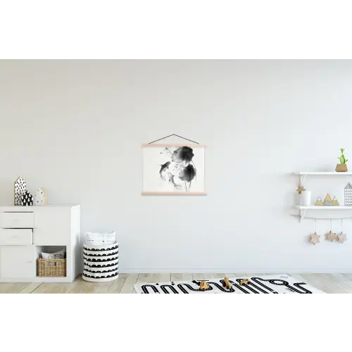 Lotusbloemen - Vissen - Bladeren - Zwart textielposter latten blank klein -kinderkamer