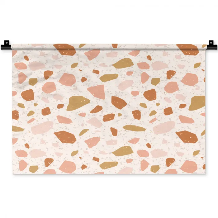 Terrazzo -  Patroon - Kleurrijk - Zalm Wandkleed katoen klein 269 -zz3d