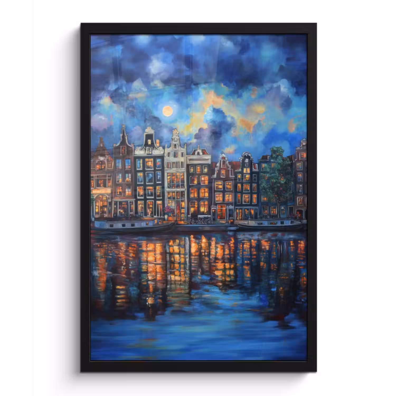 Poster met lijst - Grachten Amsterdam - Huizen - Stad - Kleurrijk