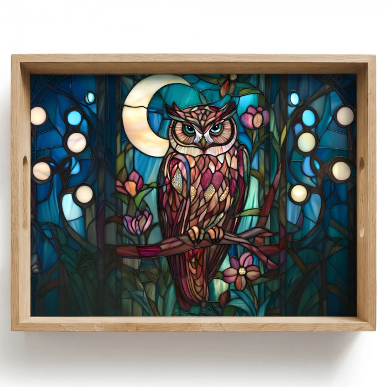Uil - Mozaïek - Maan - Nacht Dienblad Rechthoek middel -z3d_shopping