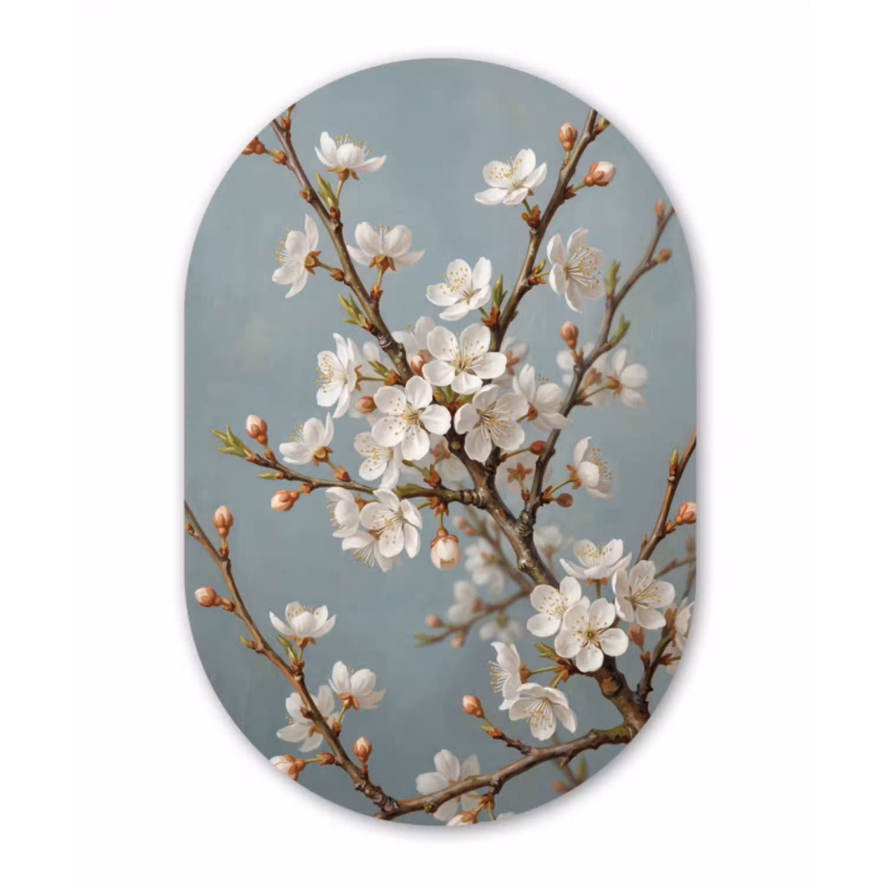 Botanisch - Stilleven - Blauw Wandcirkel Ovaal Aluminium middel -3d