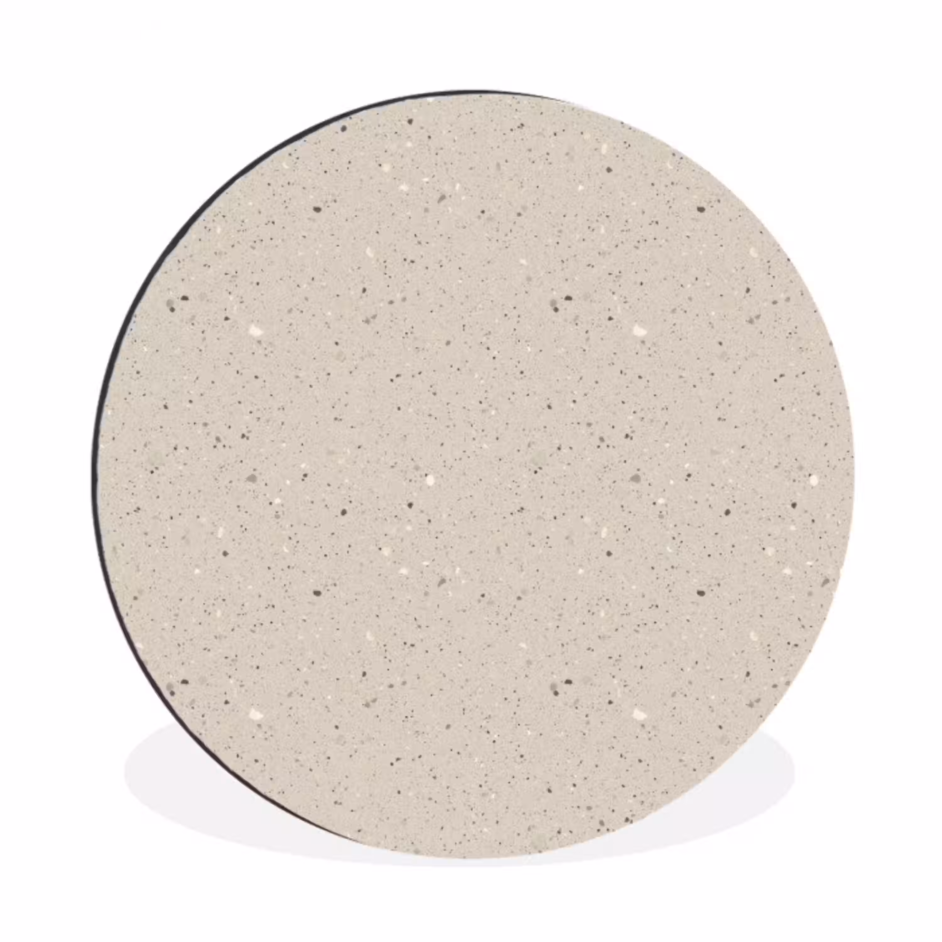 Lichtbeige - Terrazzo - Grijs Wandcirkel aluminium klein 190 -3d