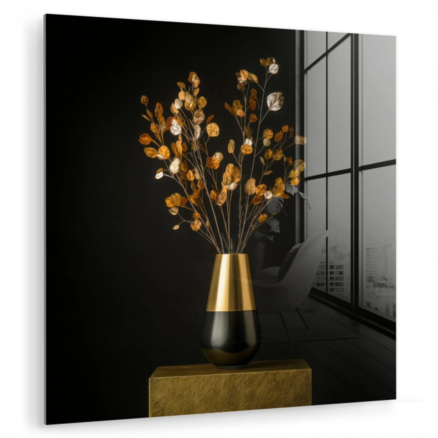 Goudbruine - Bladeren - Vaas - Herfstachtig plexiglas 5mm klein -zzzproduct_nieuw