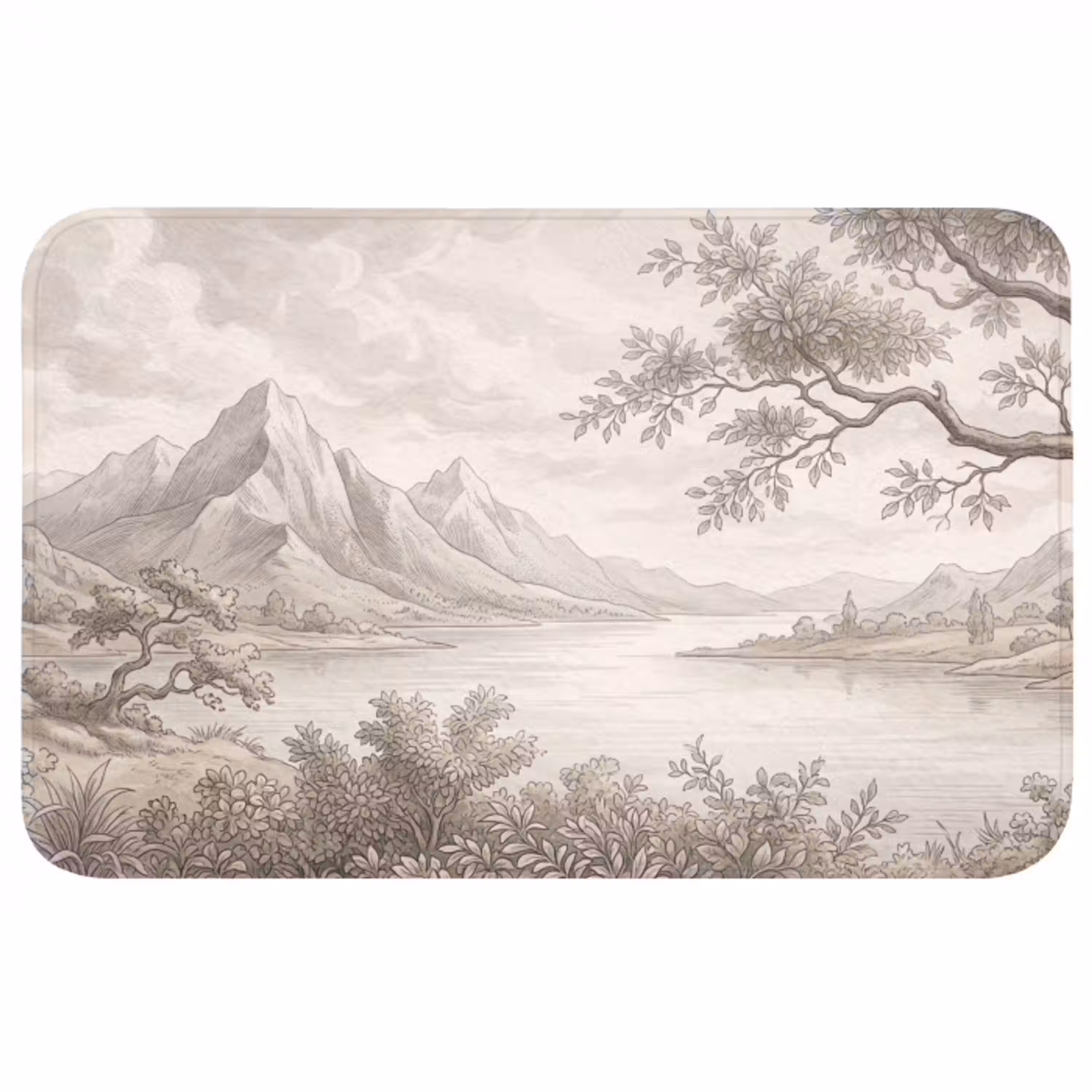 Landschap - Bergen - Meer - Natuur Badmat middel -3d