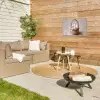 Mand - Eieren - Roze Tuinposter op houten frame 2 cm dik klein -sfeer2