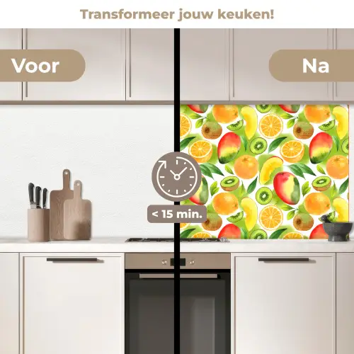 Kiwi - Sinasappel - Mango - Perzik keuken achterwand 2 middel 871 -voor-na2_NL