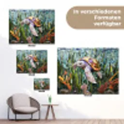 Schildpad - Zeewier - Mozaïek tuinposter los doek klein -Xsfeer9_DE