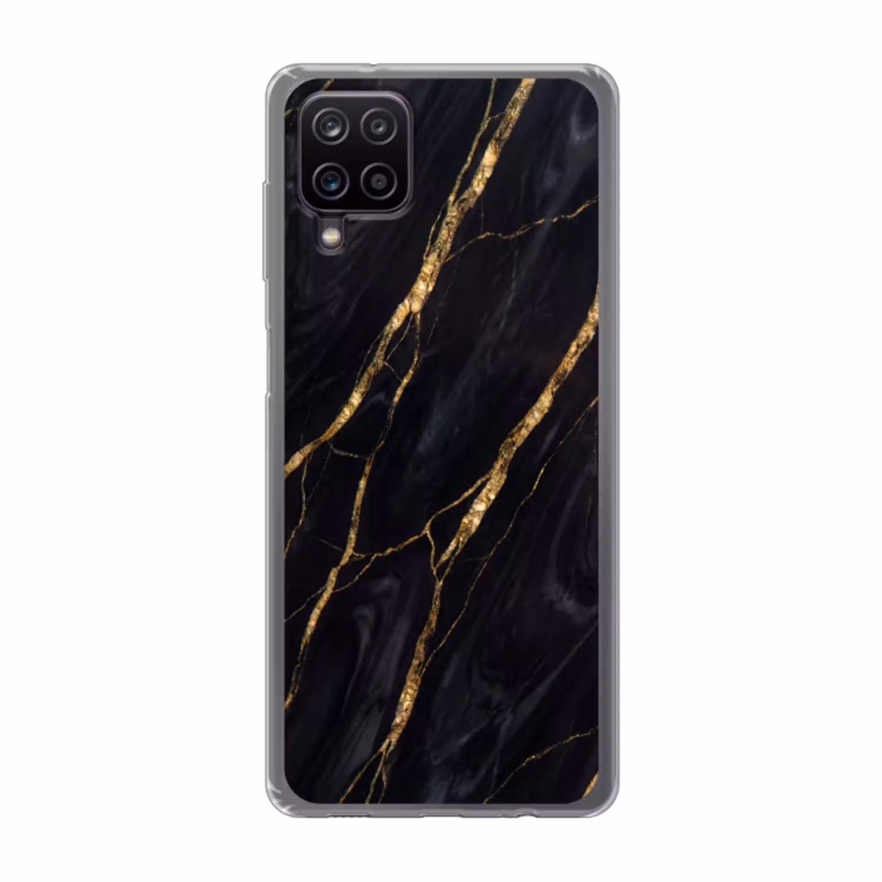 Marmer - Gouden aders - Abstract - Zwart Telefoonhoesje Samsung Galaxy A12 klein -3d