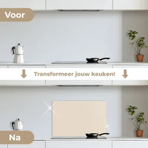 Beige - Effen kleur keuken achterwand spatscherm klein 900 -voor_na_NL