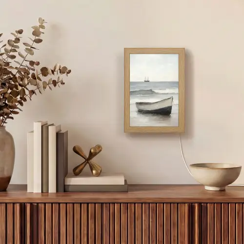 Roeiboot - Zee - Horizon Light Box met kabel (Tafellamp) klein -sfeer2