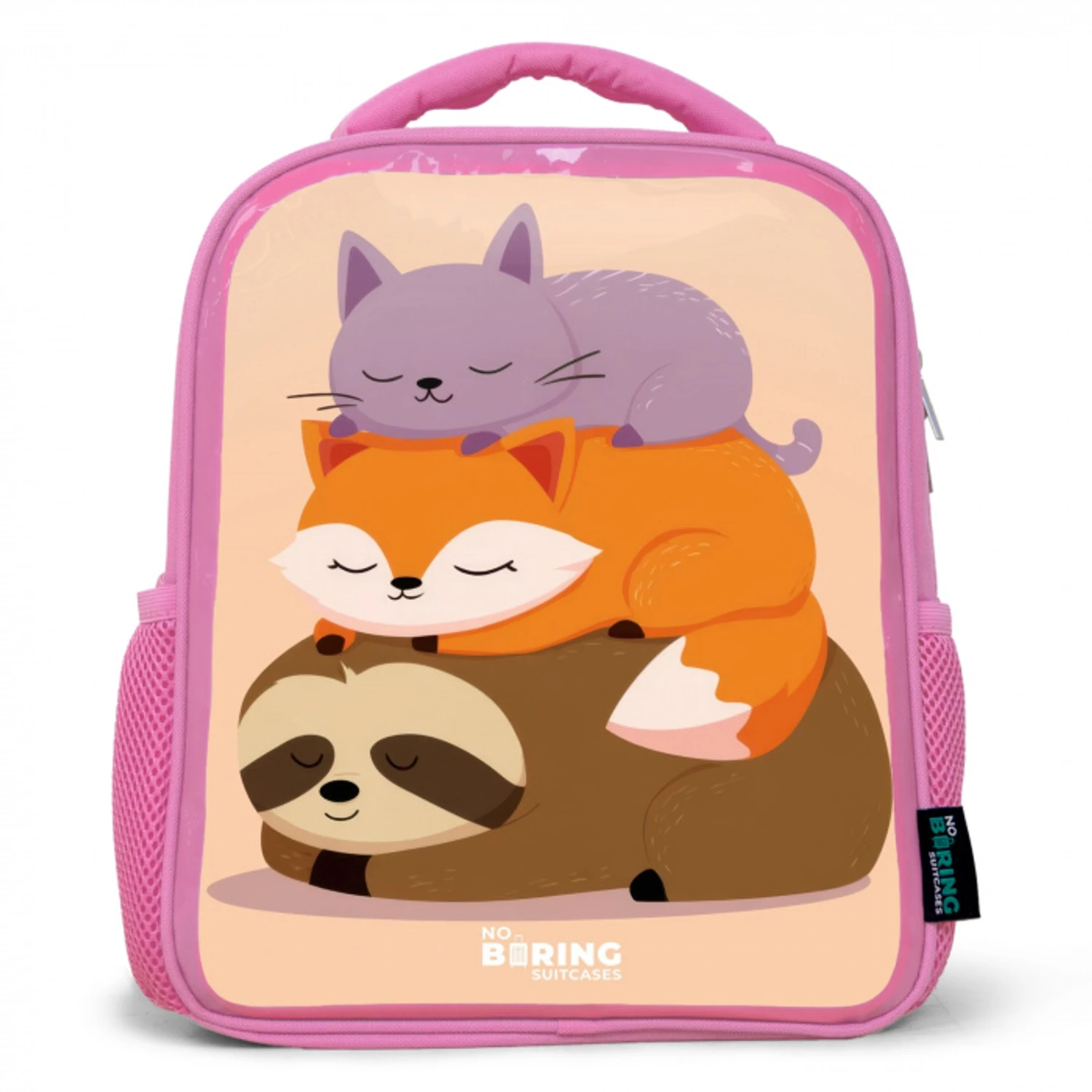 Dieren - Slapen - Samen Kinderrugzak - Roze middel -3d