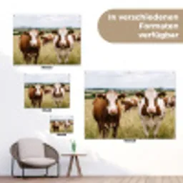 Koeien - Portret - Weide - Boerderij - Nieuwsgierig tuinposter los doek klein -Xsfeer9_DE