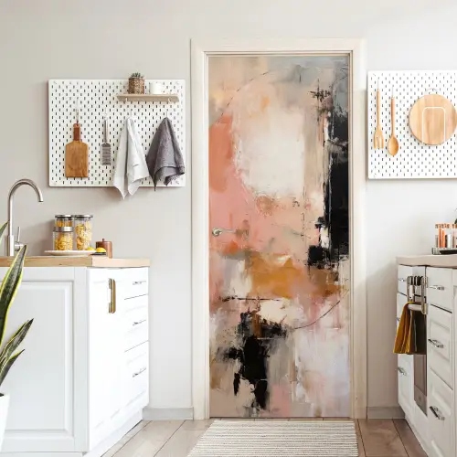 Kunst - Abstract - Beige - Verf deurposter klein -sfeer5