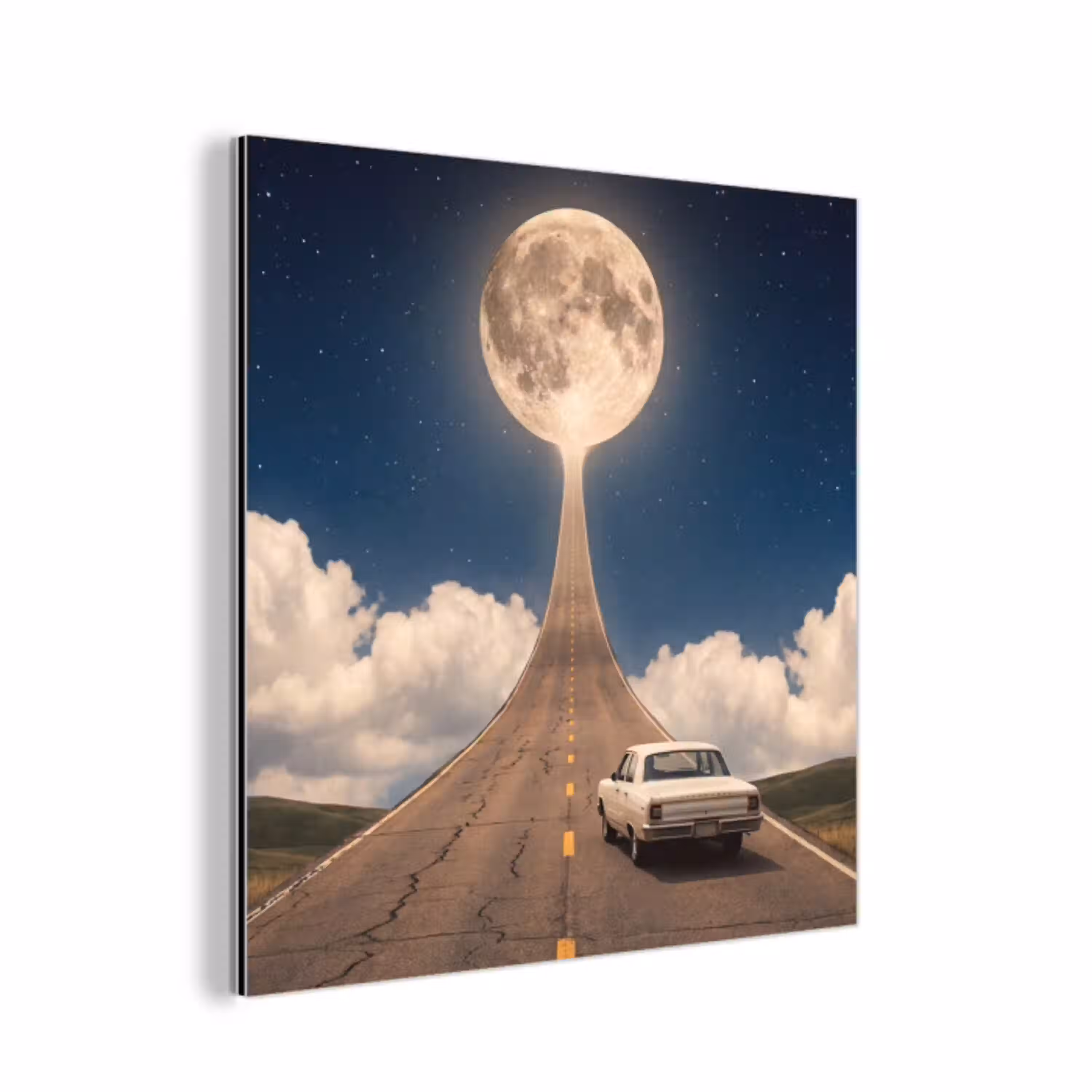 Weg - Maan - Nacht aluminium wit klein -3d