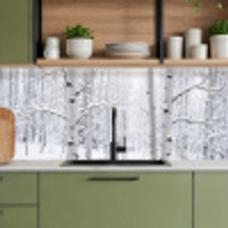 Berkenbomen - Sneeuw - Winter - Bos - Wit keuken achterwand 2 middel -sfeer3