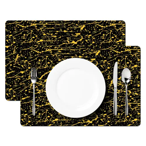 Spat - Waterverf - Geel - Zwart Placemat vinyl groot 368 -zzsfeer2_Kitchenyeah-website