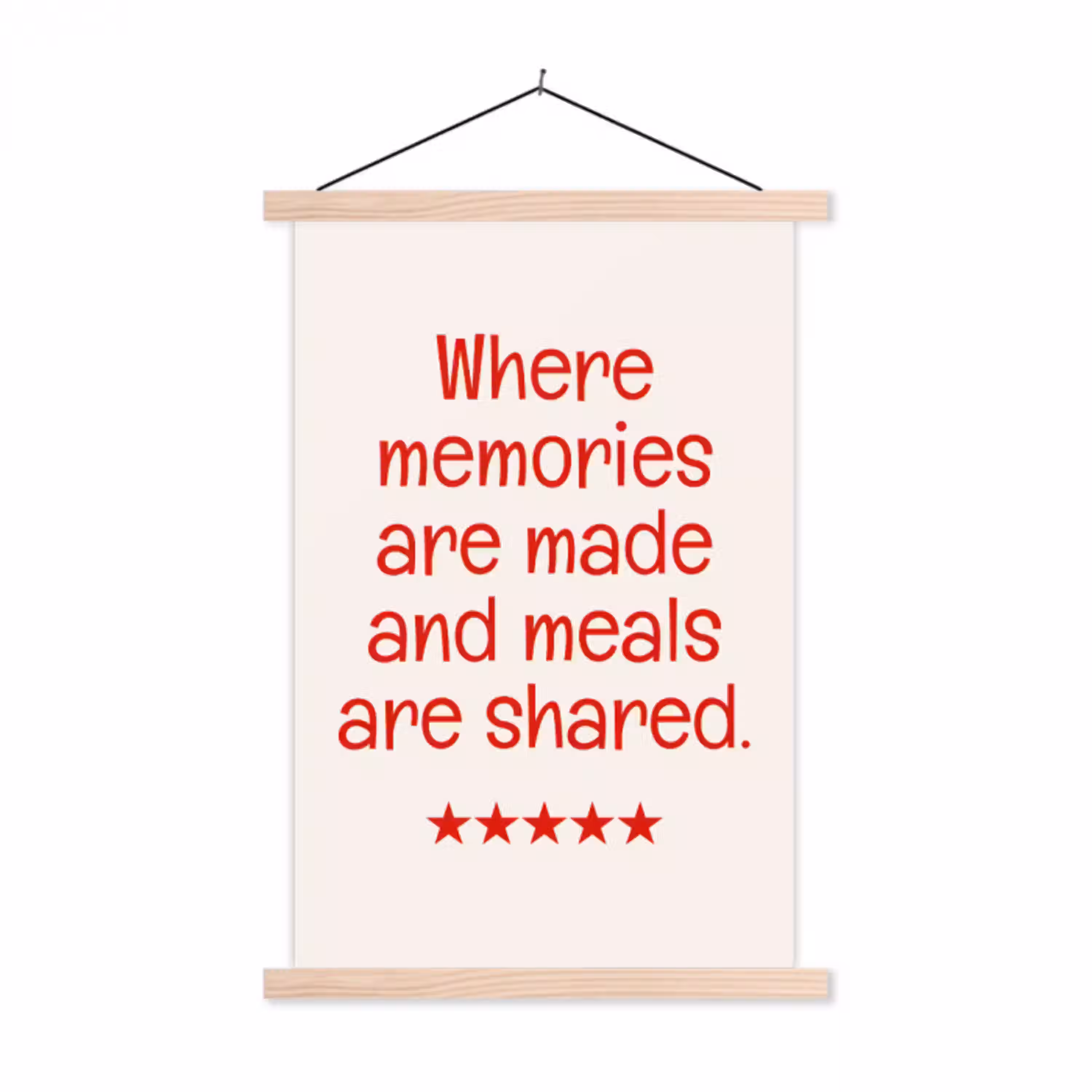Quote - Sterren - Rood - Memories textielposter latten blank klein -3d