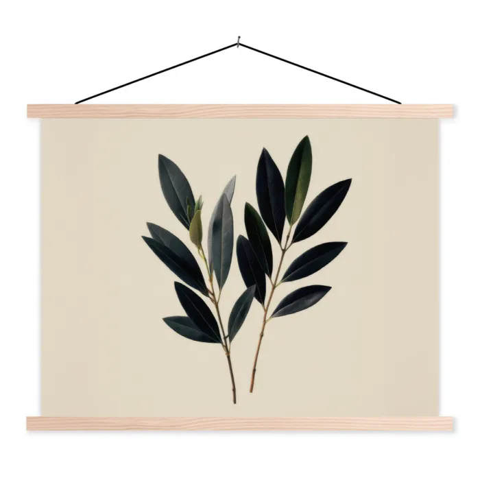 Ovaalvormige bladeren - Diep groen - Symmetrisch textielposter latten blank klein -3d