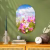 Bloemen - Wei - Paars - Gras - Wit - Wolken - Blauw Wandcirkel Ovaal Forex klein -sfeer2