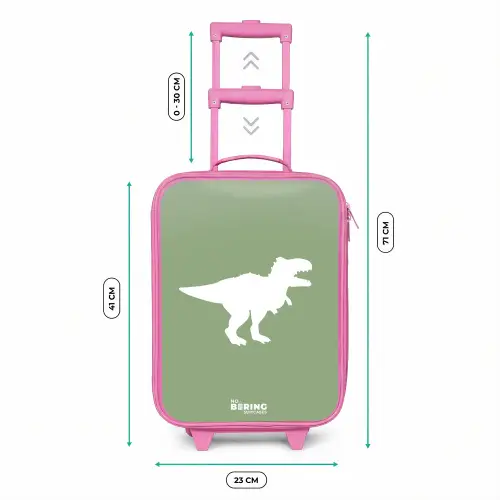 Groen met T-rex dino Kinderkoffer - Roze klein -productfoto_formaten