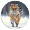 Tijger - Landschap - Sneeuw - Winter - Dieren Wandcirkel kunststof plaat 5mm dik klein -3d