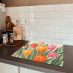 Tulpen - Abstract - Kleurrijk Inductie beschermer vinyl 3mm middel -sfeer3