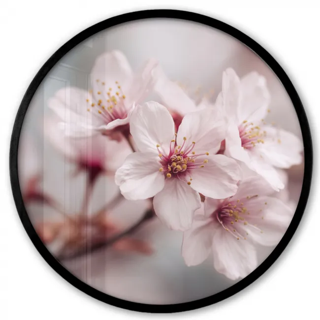 Bloesems - Meeldraden - Geel - Wazig Fotolijst rond zonder passe partout klein -3d