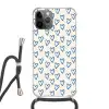 Hartjes patroon - Blauw - Beige - Liefde Hoesje iPhone 12 Pro met koord klein -3d