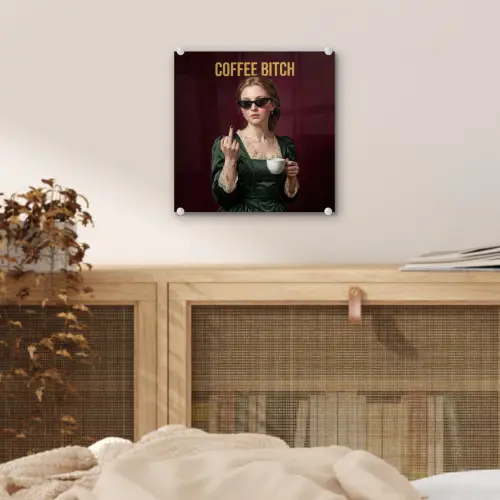 Koffie - Vrouw - Middelvinger plexiglas 5mm klein -sfeer4